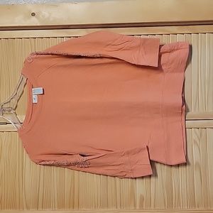 Caribbean Joe Women 3/4 Long Sleeve Shirt Top medium from Cabelas Navy/Orange x2